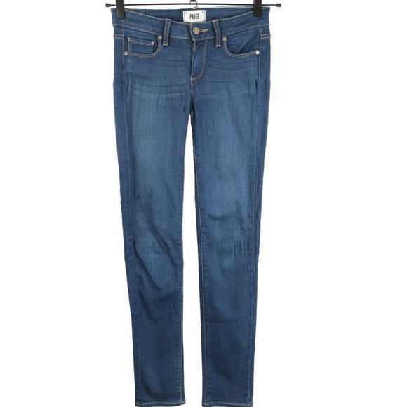 Paige Womens Jeans Size 26 Blue Medium Wash Denim Skyline Skinny Low Rise - Picture 1 of 14